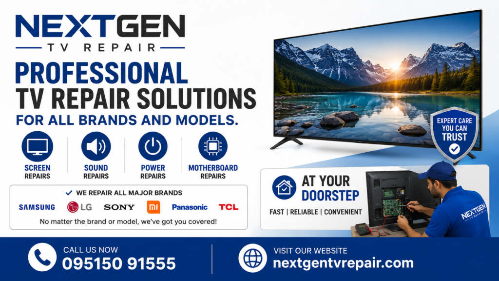 Professional TV repair solutions for all brands and models. Screen, sound, power, and motherboard repairs at your doorstep.